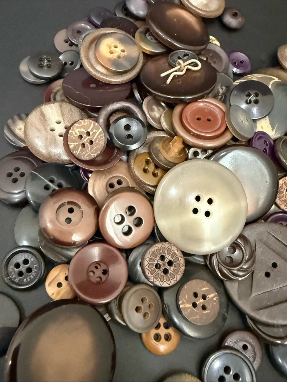 Vintage Mixed Assortment of Sewing Buttons Brown Tan Earth-toned Shades